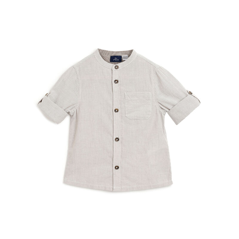 Boys Dark Natural Striped Long Sleeve Shirt image number 0